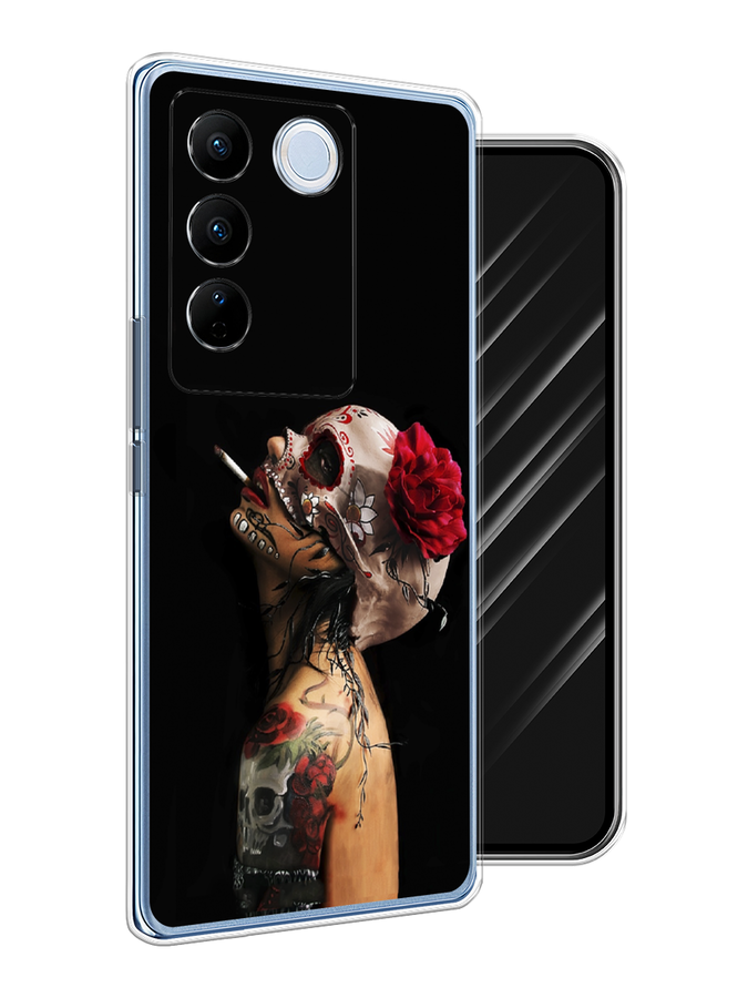 

Чехол Awog на Vivo V27/V27 Pro "Девушка с черепом", Черный;красный;бежевый, 268550-9
