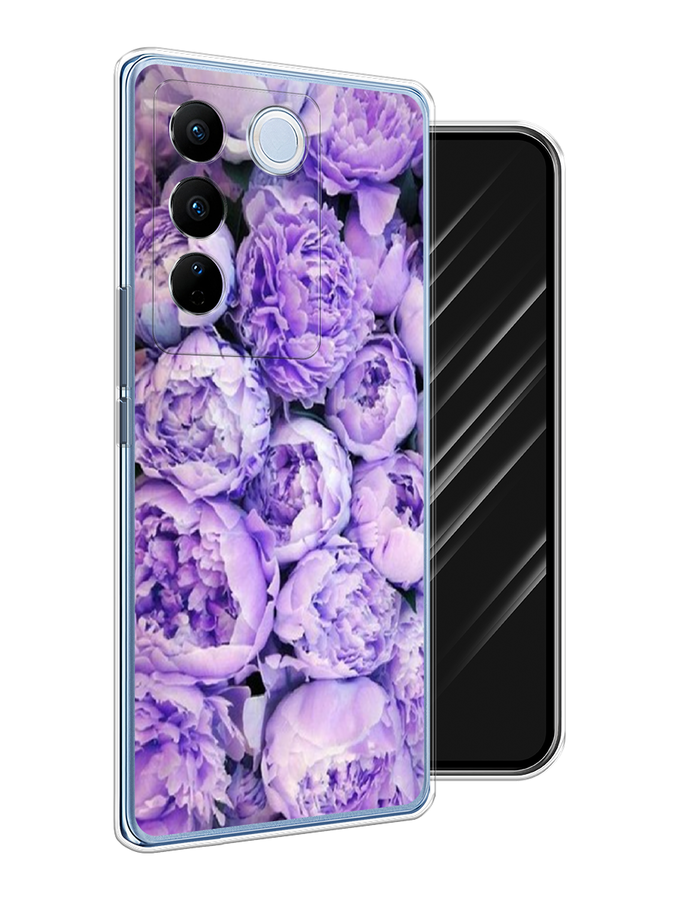 

Чехол Awog на Vivo V27/V27 Pro "Пионы сиреневые", Фиолетовый;голубой, 268550-8