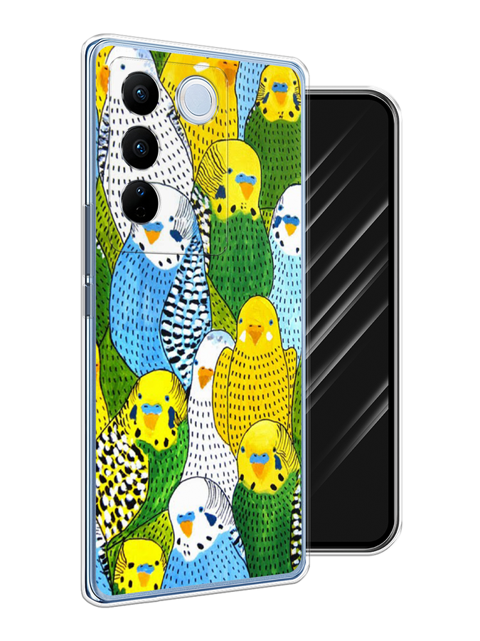 

Чехол Awog на Vivo V27/V27 Pro "Попугаи", Желтый;зеленый;голубой, 268550-1