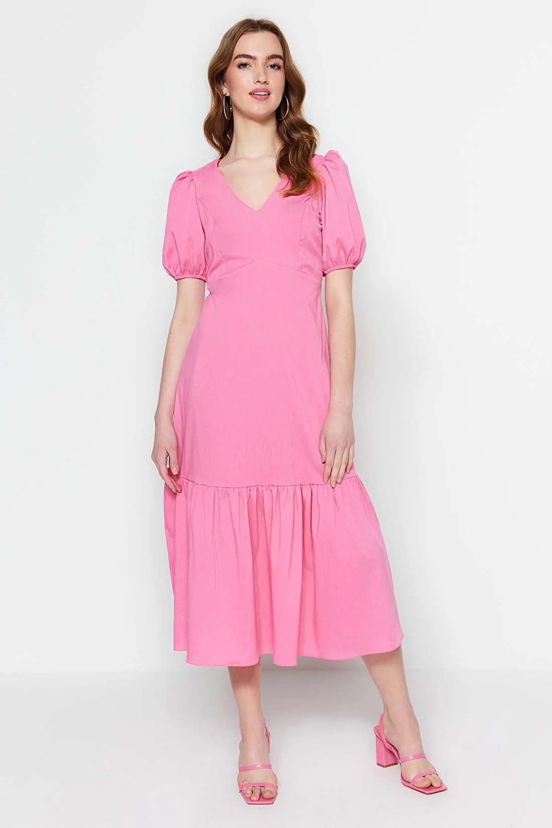 Платье женское Trendyol TWOSS23EL00022 розовое 40
