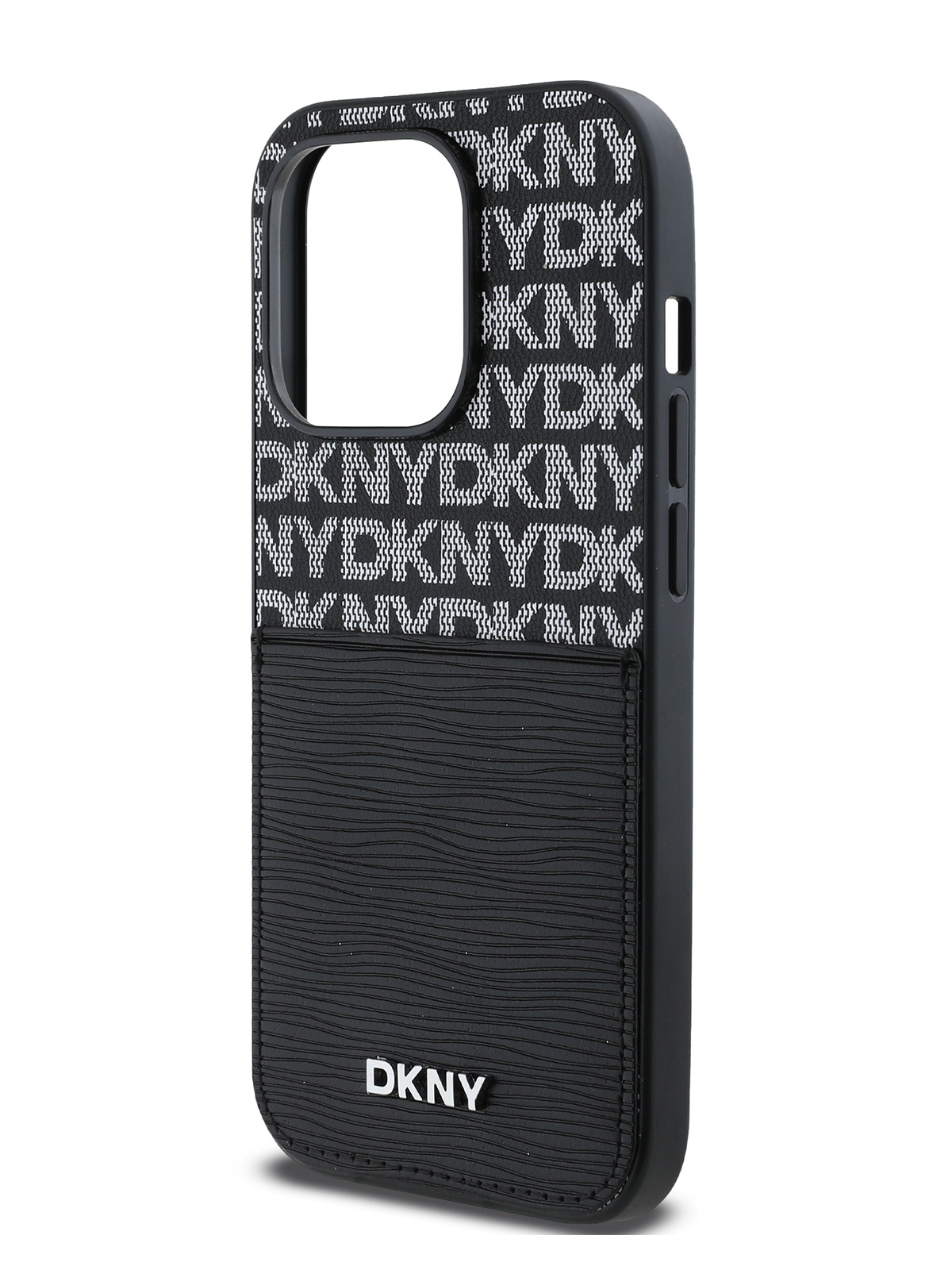 

Чехол DKNY для iPhone 14 Pro Max из экокожи c карманом для карт, черный