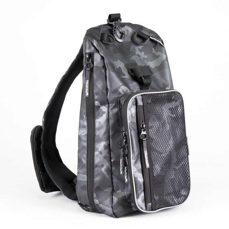 Сумка-рюкзак рыболовная Yaman, Sling Shoulder Bag, 44х24х17 см, серый камуфляж, Y-SSB-01