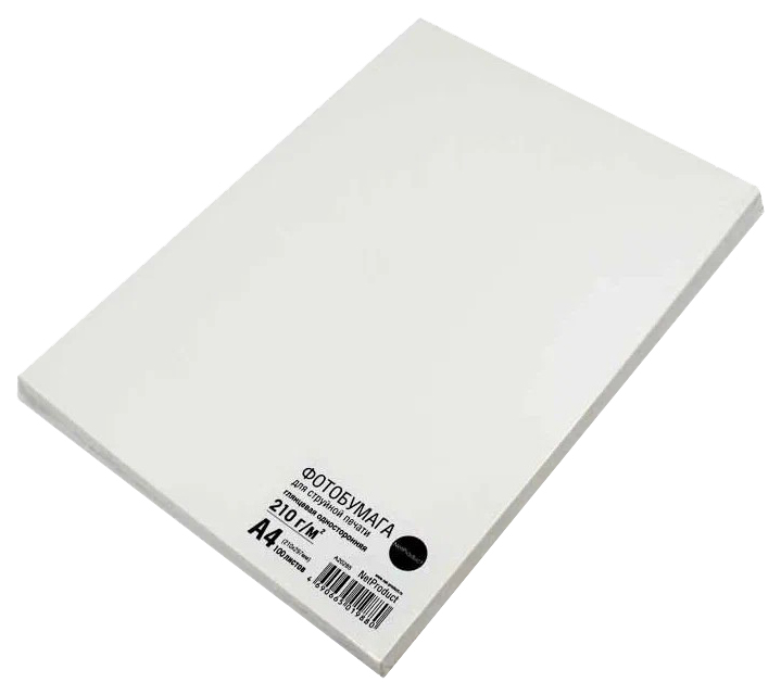 

Фотобумага NetProduct глянцевая односторонняя, A4, 210 г/м2, 100 л., Белый
