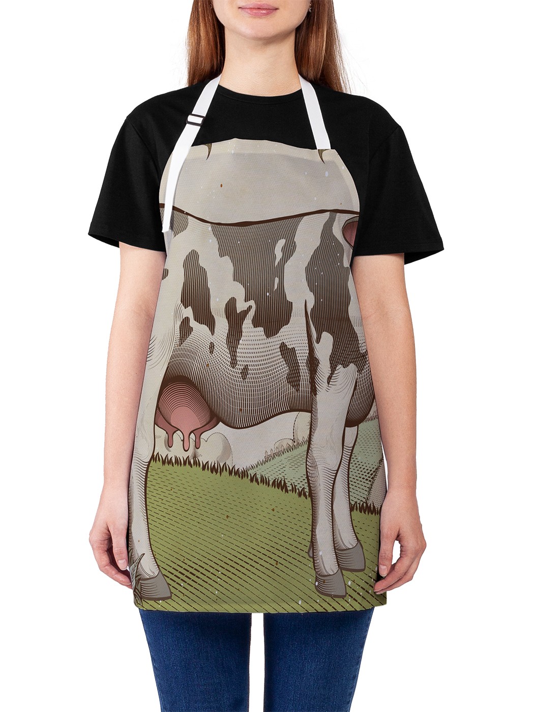 фото Фартук женский joyarty для готовки "молочная корова", универсальный размер