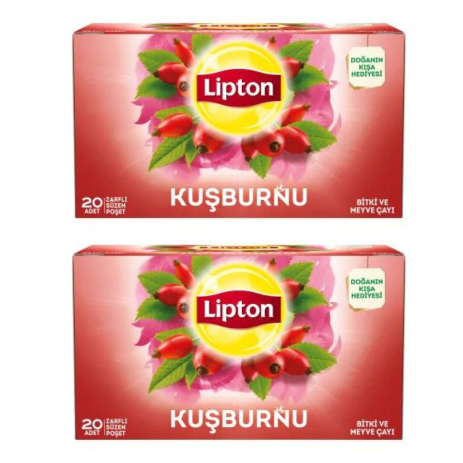 Турецкий Lipton с шиповником, 20 пакетиков х 2 шт