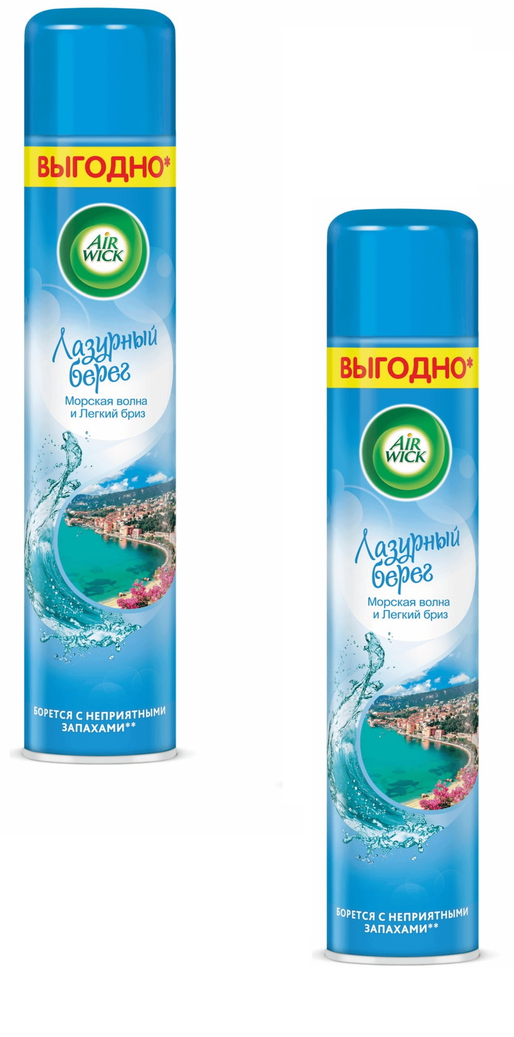 Комплект Освежитель воздуха Air Wick Лазурный берег Морская волна и Легкий бриз 400млх2