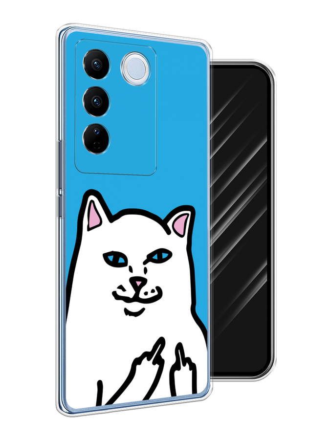 

Чехол Awog на Vivo V27/V27 Pro "Кот жесть", Белый;голубой;черный, 268550-9