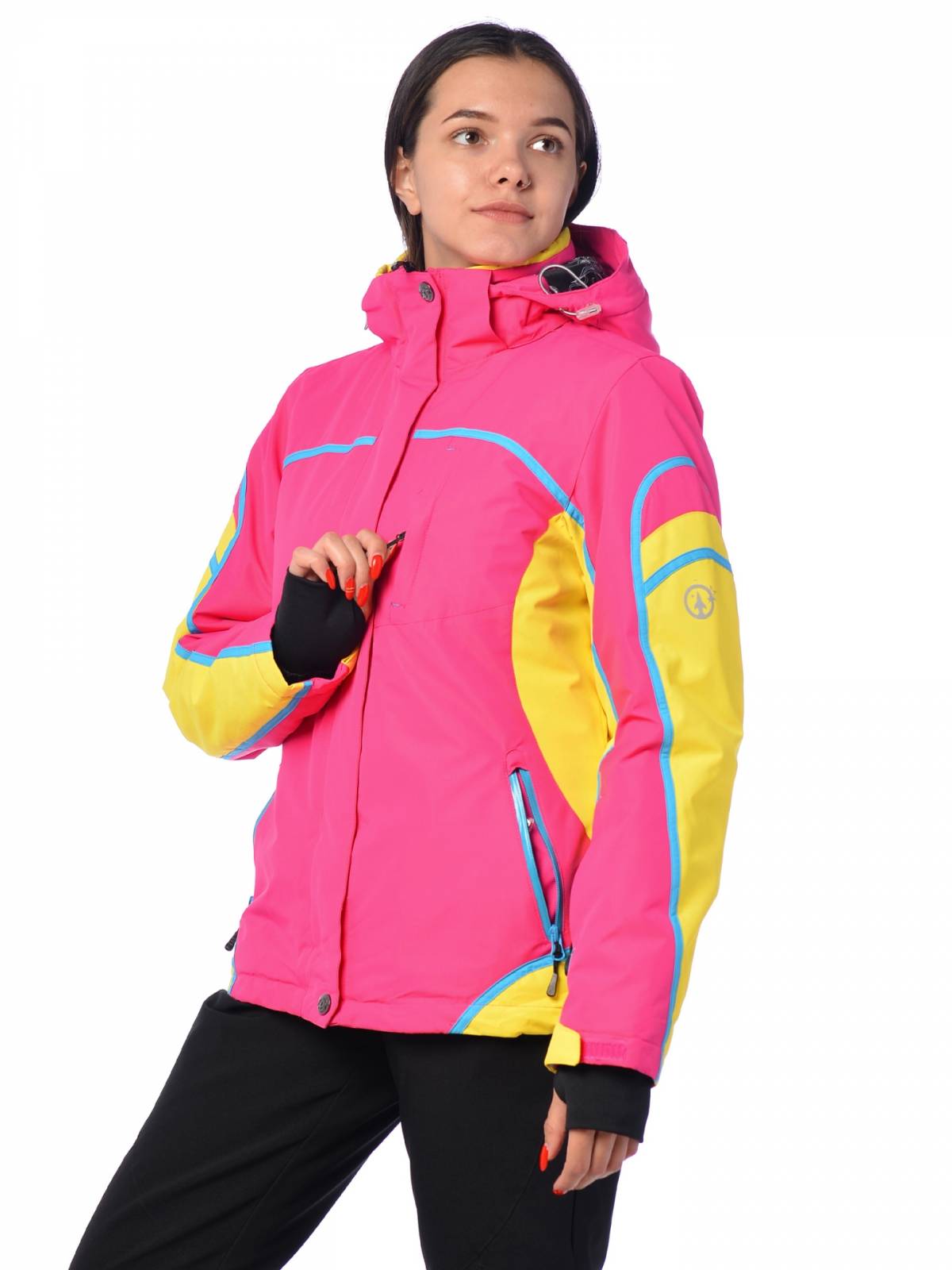 Горнолыжная куртка женская FUN ROCKET 15512 размер 48, желтый, ярко-розовый