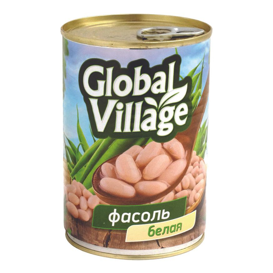 Фасоль Global Village белая в собственном соку 425 мл