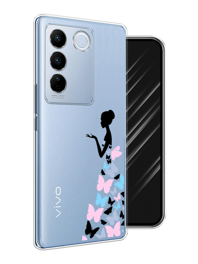 

Чехол Awog на Vivo V27/V27 Pro "Платье из бабочек", Белый;розовый, 268550-1