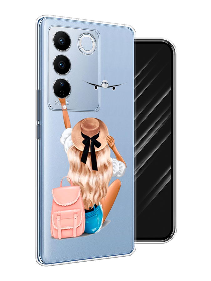 

Чехол Awog на Vivo V27/V27 Pro "Автостопом самолетом", Бежевый;белый, 268550-7