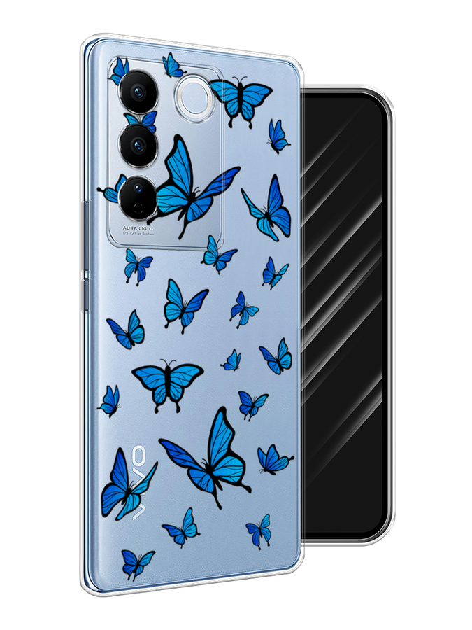 

Чехол Awog на Vivo V27/V27 Pro "Синие бабочки", Синий;белый, 268550-1