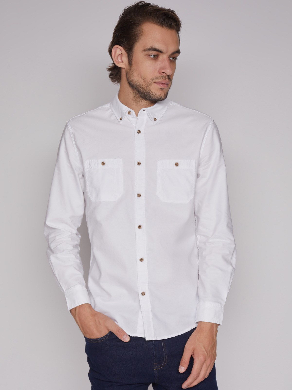 

Рубашка мужская Zolla 212312191033 белая L, 212312191033