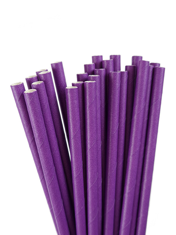 фото Трубочки бумажные miloy для напитков, коктейлей, 50шт,диаметр 6мм, фиолетовые