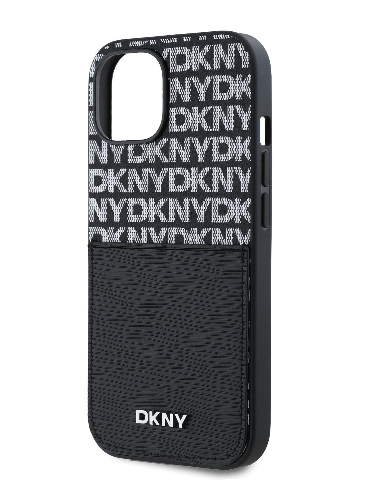 Чехол DKNY для iPhone 15 из экокожи c карманом для карт, черный