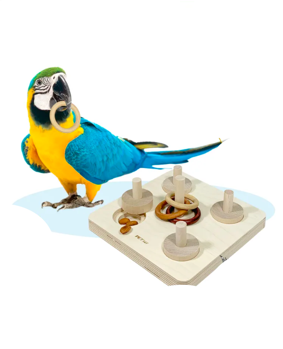 

Игрушка для птиц PetStandArt интерактивная IQ-snack XL деревянная 20х20 см, Бежевый