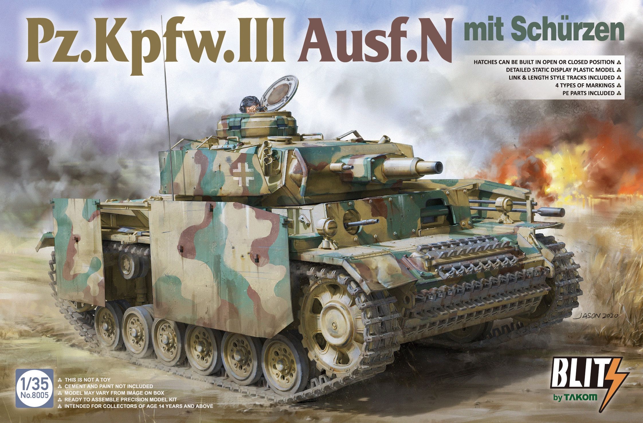 

Сборная модель Takom 1/35 Танк Pz.Kpfw.III Ausf.N 8005
