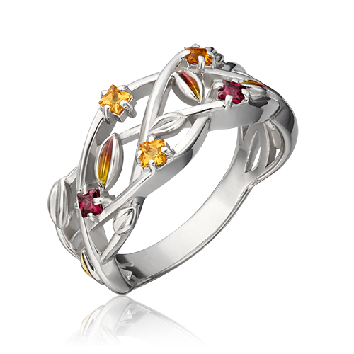

Кольцо из серебра р.17,5 PLATINA jewelry 01-5474-00-722-0200-68, гранат/цитрин/эмаль, 01-5474-00-722-0200-68