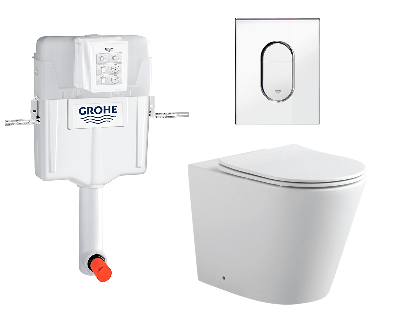 

Комплект: смывной бачок Grohe + унитаз Вега + кнопка хром, 535617