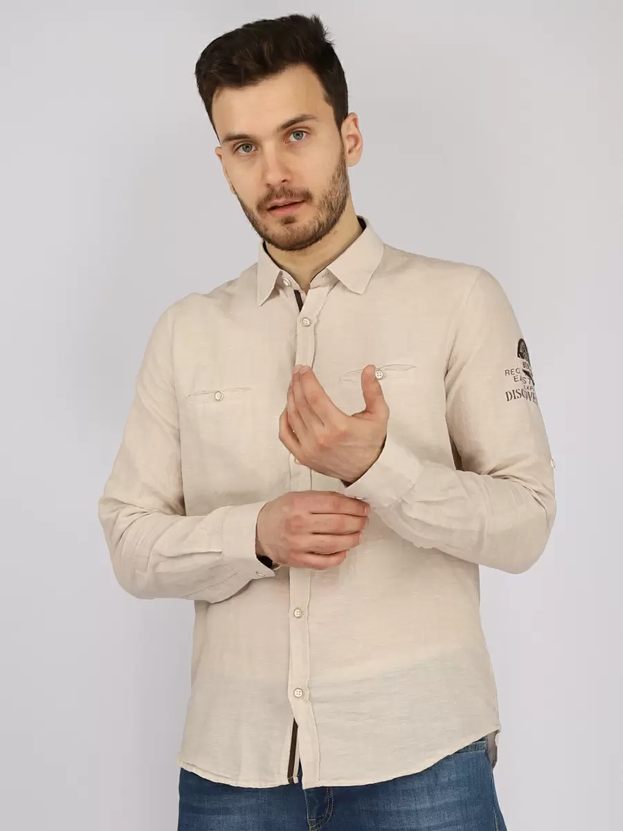 

Рубашка мужская A passion play SQ66920 бежевая 2XL, SQ66920
