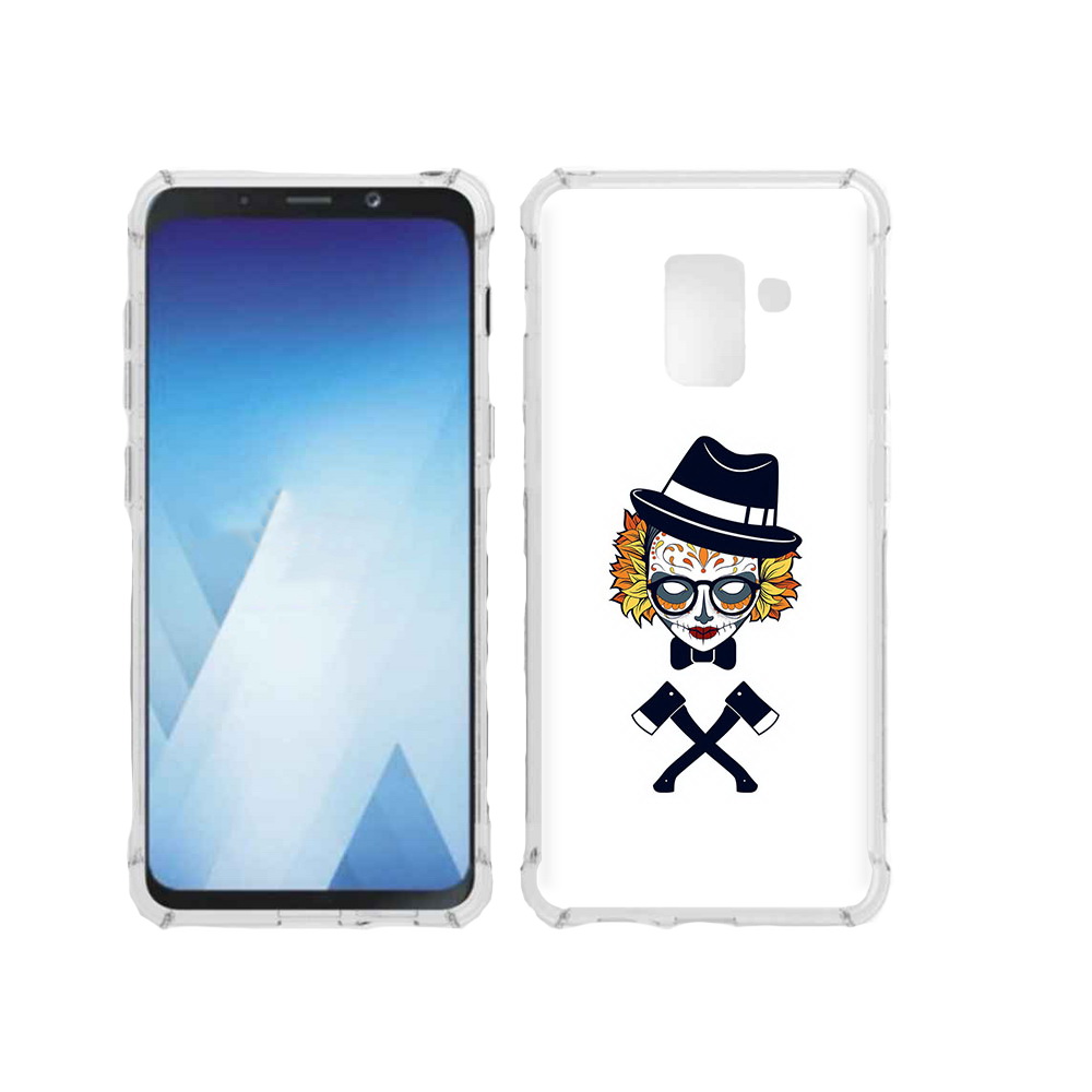 

Чехол MyPads Tocco для Samsung Galaxy A5 (2018) девушка в маске с топорами рисунок, Прозрачный, Tocco