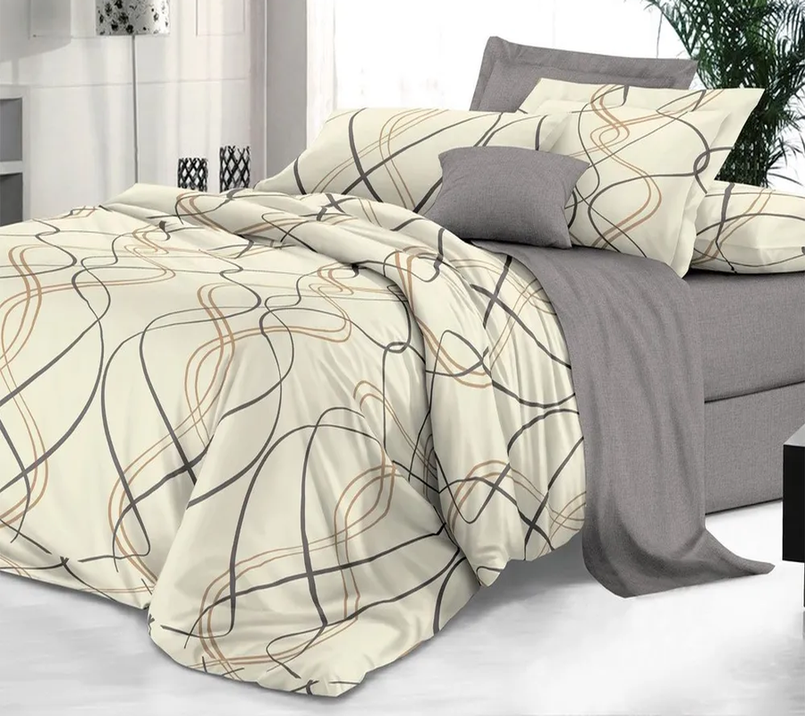 

Комплект постельного белья Sateen De Luxe 2 сп Макси Изящные линии, Изящные линии