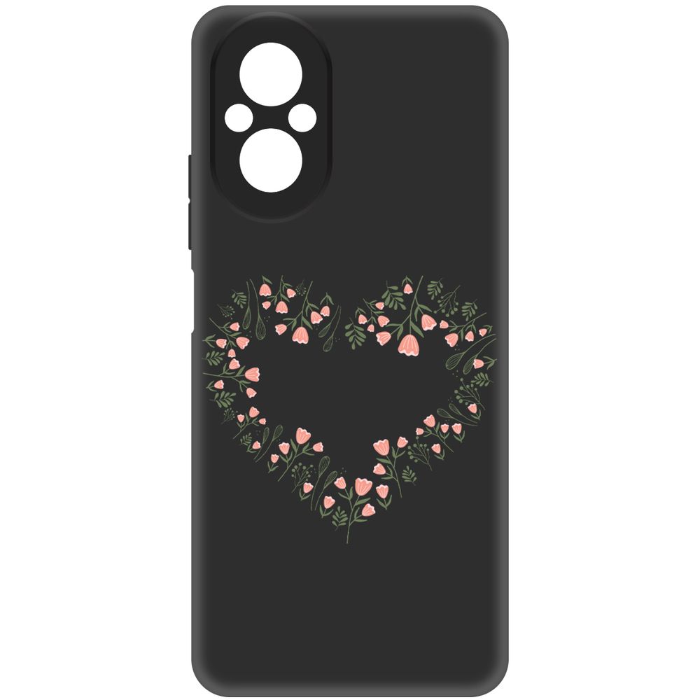

Чехол-накладка Krutoff Soft Case Цветочное сердце для Realme C67 черный