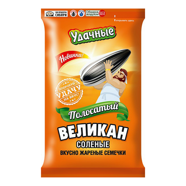 

Семечки подсолнечные Удачные Полосатый Великан жареные соленые 100 г