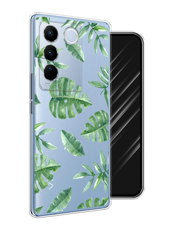 

Чехол Awog на Vivo V27/V27 Pro "Нарисованные пальмовые листья", Зеленый, 268550-4