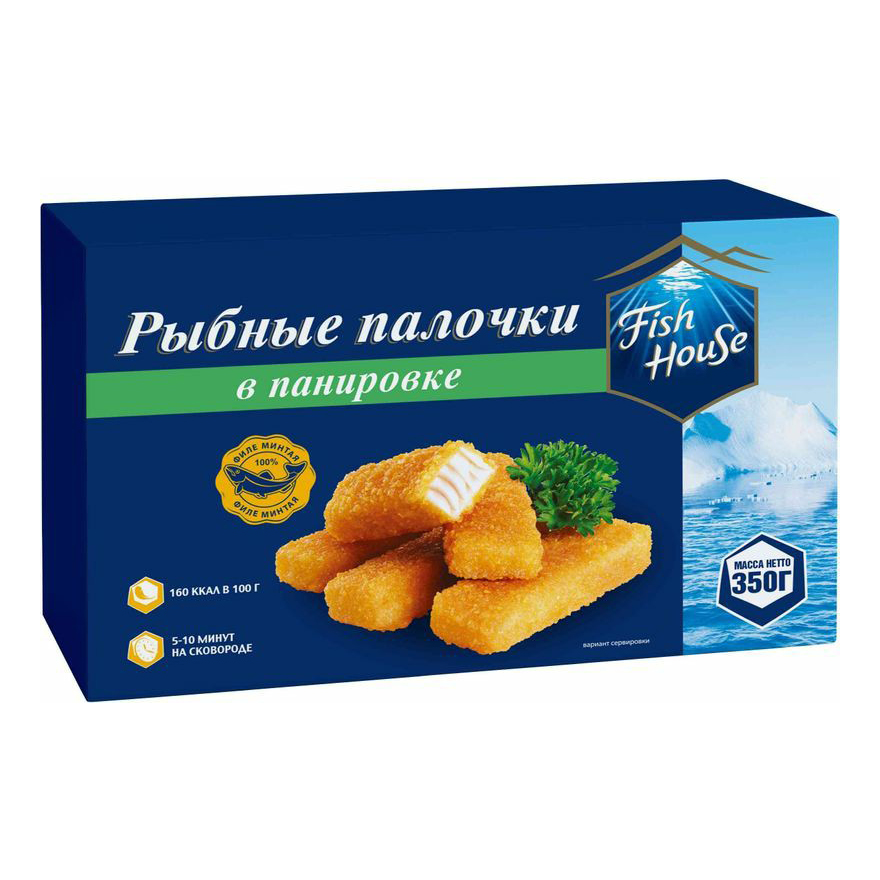 Рыбные палочки Fish House из минтая в панировке замороженные 350 г