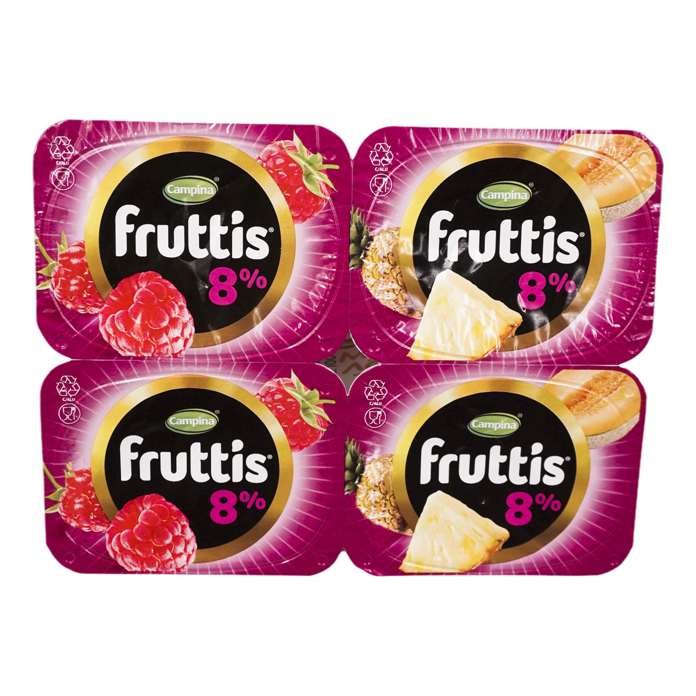Йогуртный продукт Fruttis Суперэкстра малина ананас дыня 8% 115 г бзмж