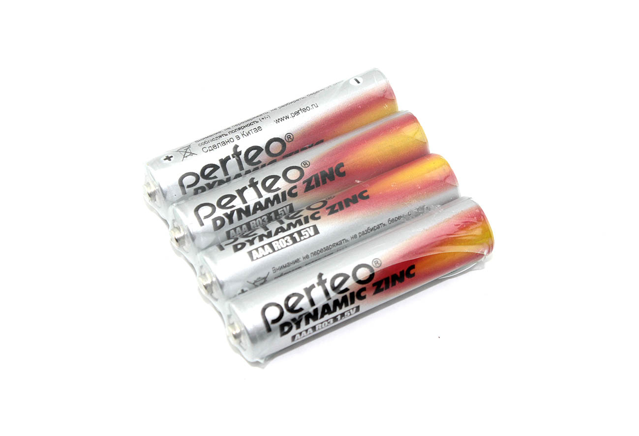 Батарейка Perfeo R03 (ААА) SR4 4шт. марганцево-цинковые(солевые) пуговичные марганцево цинковые батарейки gp
