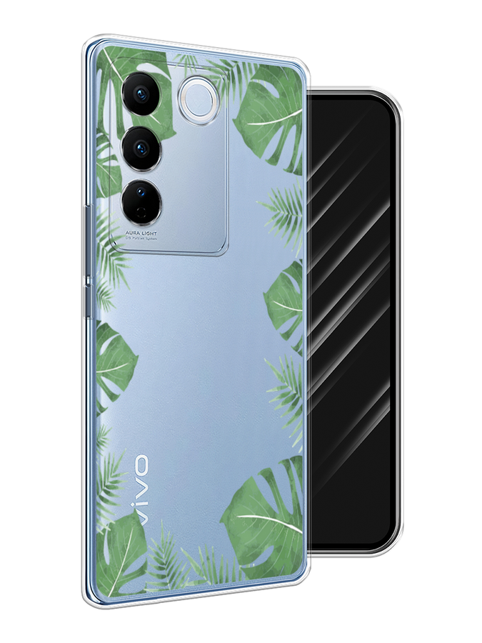 

Чехол Awog на Vivo V27/V27 Pro "Листья папоротника рамка", Зеленый, 268550-8