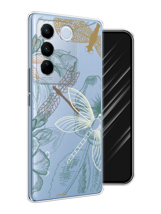 

Чехол Awog на Vivo V27/V27 Pro "Тени стрекоз", Коричневый;зеленый;белый, 268550-8