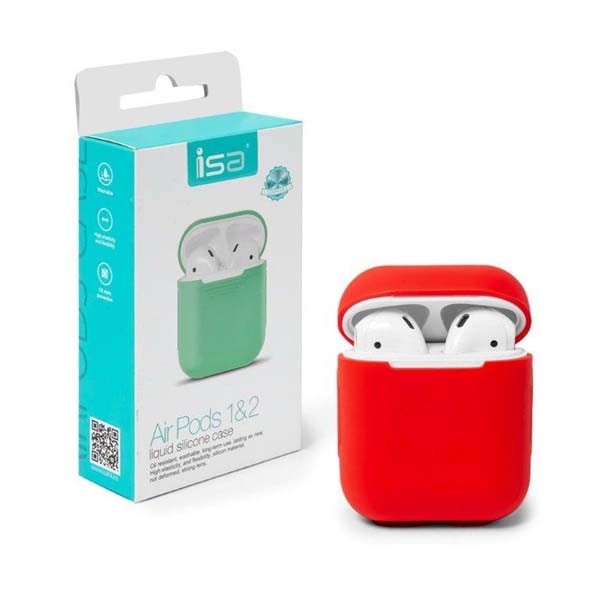 Чехол ISA  Airpods Silicon Case 1/2 Red