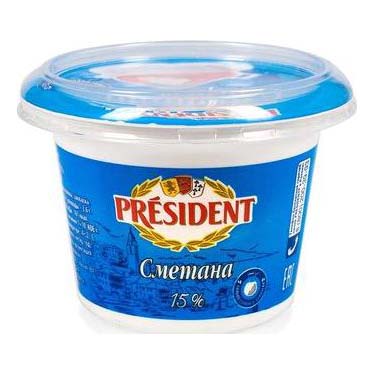 

Сметана President 15% 180 г