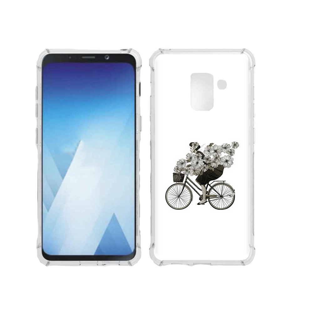 Чехол MyPads Tocco для Samsung Galaxy A5 (2018) девушка на велосипеде с цветами