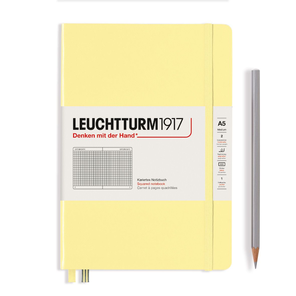 

Блокнот Leuchtturm Smooth Colours А5 (в клетку) 125л ванильный твердая обложка