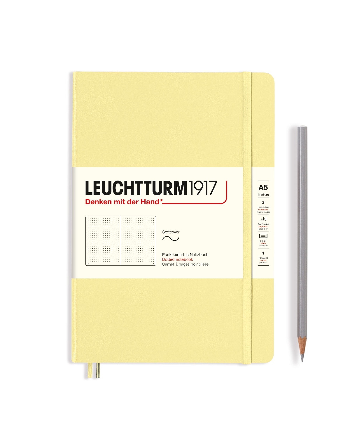 

Блокнот Leuchtturm Smooth Colours А5 (в точку) 61л ванильный мягкая обложка