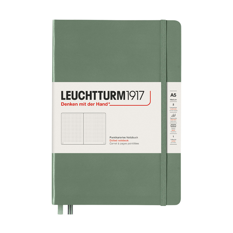 

Блокнот Leuchtturm Smooth Colours А5 в точку 125л оливковый твердая обложка