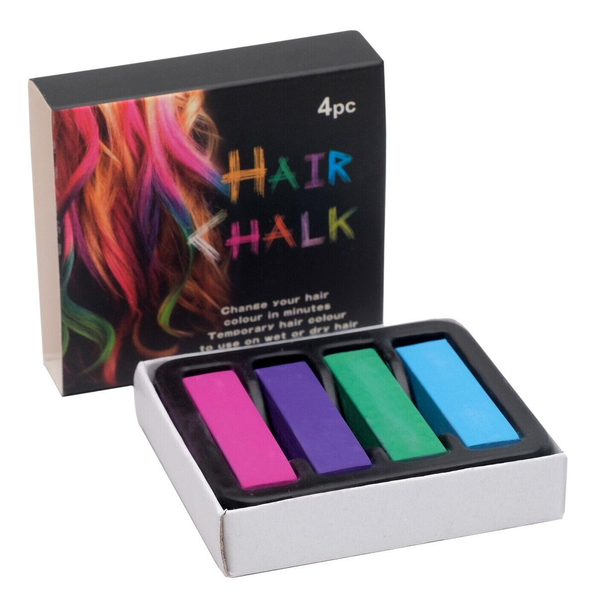 Цветные мелки для волос HairChalkin, набор 4 штук мелки ные 09цв чебурашка к к подвес