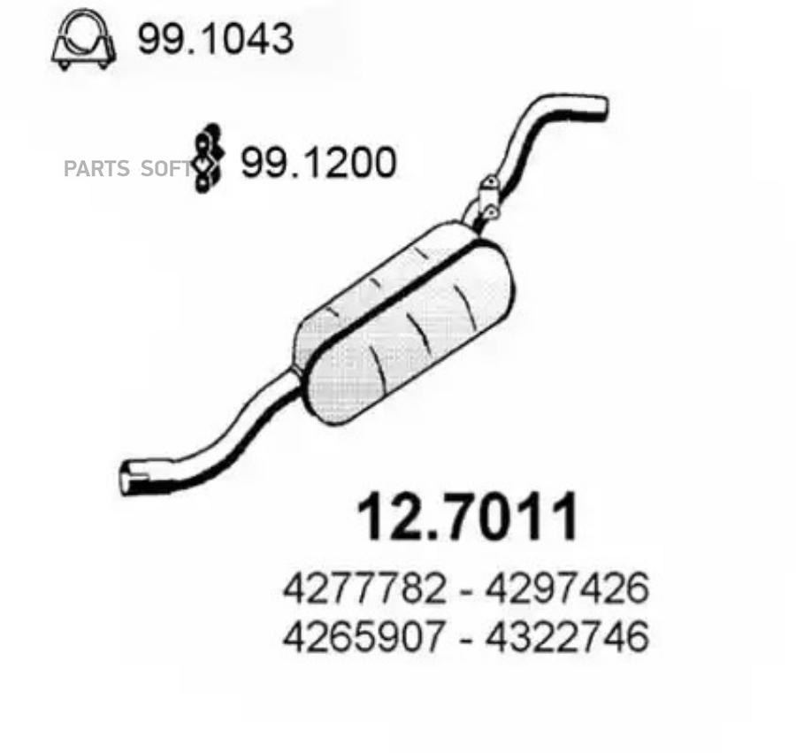

ASSO Задняя часть глушителя Fiat 127 900Cc - Seat Fura