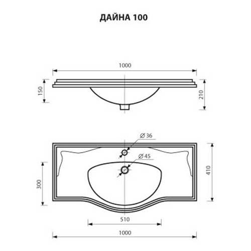 Умывальник тумбовый Misty Дайна 100 см