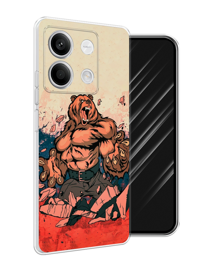

Чехол Awog на Xiaomi Redmi Note 13 5G "Медведь с флагом РФ", Коричневый;синий;красный, 320050-1
