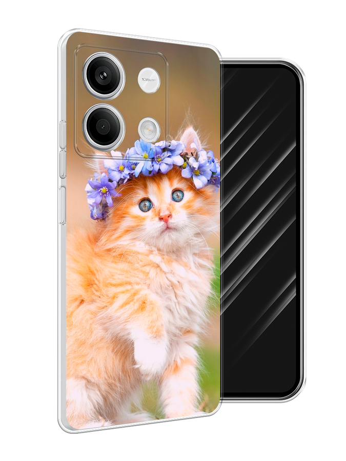 

Чехол Awog на Xiaomi Redmi Note 13 5G "Рыжий кот в венке", Коричневый;синий, 320050-1