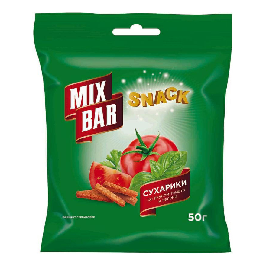Сухарики ржано-пшеничные Mixbar со вкусом томата и зелени 50 г