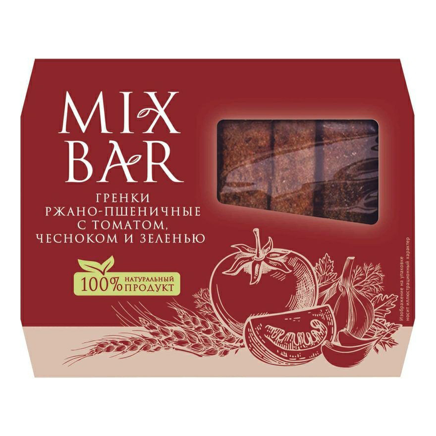 

Гренки ржано-пшеничные Mixbar с томатом-чесноком-зеленью 70 г