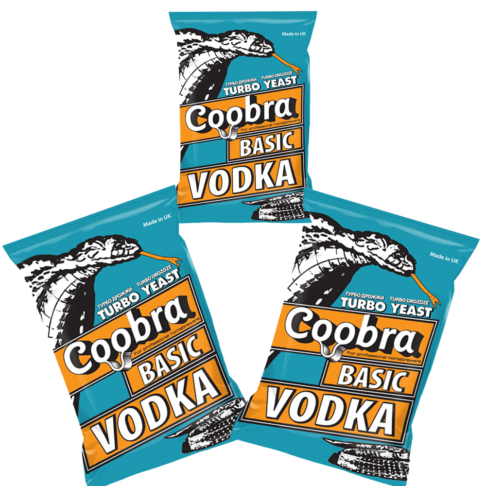 Набор спиртовых турбо дрожжей Coobra Basic Vodka для приготовления браги - 3 пачки.