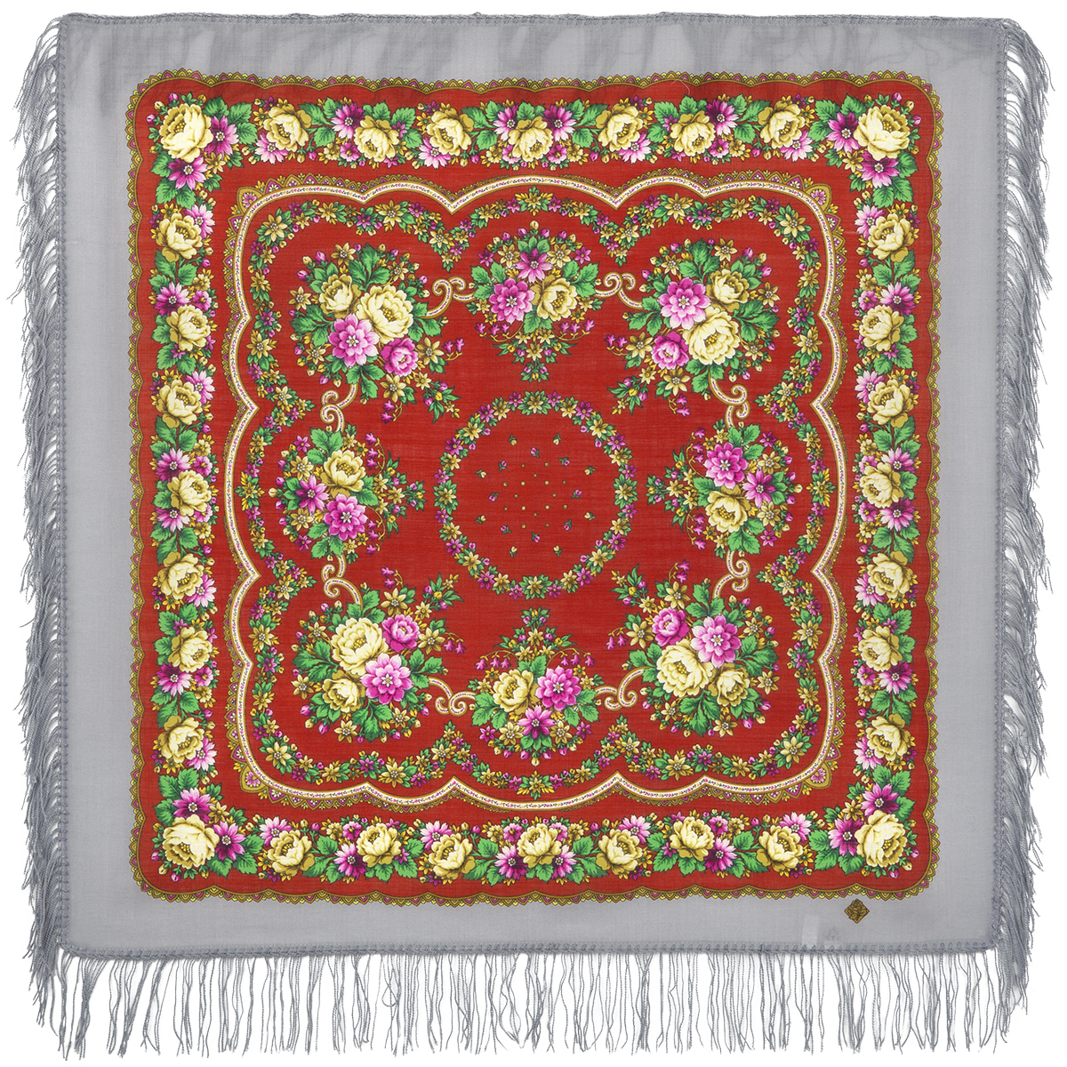 Платок женский Павловопосадский платок 1579 разноцветный, 89х89 см
