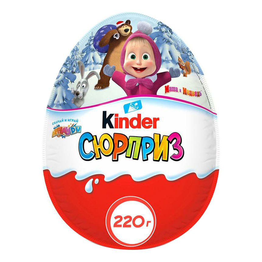 

Яйцо Kinder Сюрприз Маша и Медведь шоколадное c игрушкой внутри 220 г